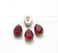 Swarovski 18x13 Pear Siam Silver Vintage Clips Sewon 4 hole embroidery materials sewing jewelry making craft vintage supplies