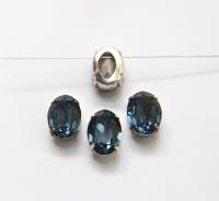 Swarovski 18x13 Montana 4120 Oval Silver Clips Sewon 4 hole embroidery materials sewing jewelry making craft vintage supplies