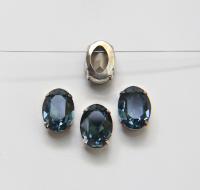 Swarovski 18x13 Montana 4120 Oval Silver Clips Sewon 4 hole embroidery materials sewing jewelry making craft vintage supplies