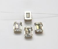 Swarovski 18x13 Crystal 4610 Octagon Silver Clips Sewon 4 hole embroidery materials sewing jewelry making craft vintage supplies