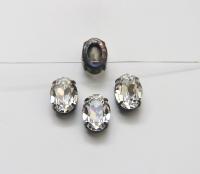 Swarovski 18x13 Crystal Oval Silver Vintage Clips Sewon 4 hole embroidery materials sewing jewelry making craft vintage supplies