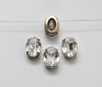 Swarovski 18x13 Crystal Oval Silver Vintage Clips Sewon 4 hole embroidery materials sewing jewelry making craft vintage supplies
