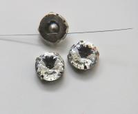 Swarovski 18mm Crystal Rivoli 1122 round Silver Clips Sewon 4 hole embroidery materials sewing jewelry making craft vintage supplies