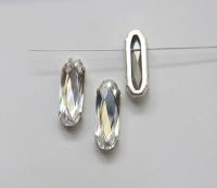 Swarovski 21x7 Elongated Baguette Clips Sewon 4 hole in Indicolite Rhodium plated Settings (2 pieces) embroidery materials craft vintage