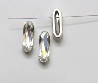 Swarovski 21x7 Elongated Baguette Clips Sewon 4 hole in Indicolite Rhodium plated Settings (2 pieces) embroidery materials craft vintage