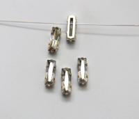 Swarovski 15x5 Baguette Clips Sewon 4 hole in Crystal Silver Shade Silver Settings (4 pieces) embroidery materials craft vintage