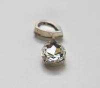 Swarovski 30x22 mm Pear 4327 Crystal Silver Vintage Clips Sewon 4 hole embroidery materials sewing jewelry making craft vintage supplies