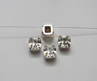 Preciosa 12x10 Crystal Octagon Silver Clips Sewon 4 hole embroidery materials sewing jewelry making craft vintage supplies