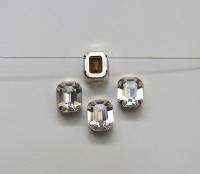 Preciosa 12x10 Crystal Octagon Silver Clips Sewon 4 hole embroidery materials sewing jewelry making craft vintage supplies