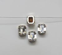 Preciosa 12x10 Crystal Octagon Silver Clips Sewon 4 hole embroidery materials sewing jewelry making craft vintage supplies