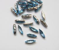 Preciosa 15x4 Navette Clips Sewon 4 hole in Aquamarine Silver Settings (6 pieces) embroidery materials craft vintage ornaments making