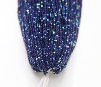 11/0 Hanks Charlotte Cut Beads Patina Opaque Dark Navy Blue Aurore Boreale Hanks PREMIUM SEED BEADS Native Supplies