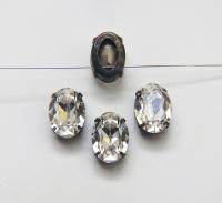 Swarovski 18x13 Crystal Oval Silver Vintage Clips Sewon 4 hole embroidery materials sewing jewelry making craft vintage supplies