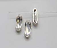 Swarovski 21x7 Elongated Baguette Clips Sewon 4 hole in Indicolite Rhodium plated Settings (2 pieces) embroidery materials craft vintage