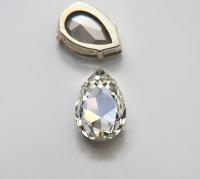 Swarovski 30x22 mm Pear 4327 Crystal Silver Vintage Clips Sewon 4 hole embroidery materials sewing jewelry making craft vintage supplies