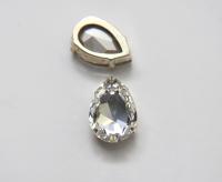 Swarovski 30x22 mm Pear 4327 Crystal Silver Vintage Clips Sewon 4 hole embroidery materials sewing jewelry making craft vintage supplies