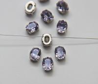 Swarovski 10X8 MM Oval Light Tanzanite in Vintage Silver Prong Settings BRASS SETTINGS strass embellishments vintage rare