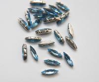 Preciosa 15x4 Navette Clips Sewon 4 hole in Aquamarine Silver Settings (6 pieces) embroidery materials craft vintage ornaments making