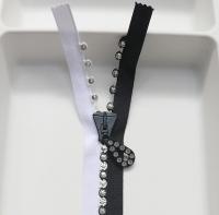 SS24 (29 inch) Long Swarovski Crystal Rhinestone Black & White Zipper closed at one end by PC