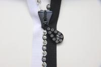 SS24 (29 inch) Long Swarovski Crystal Rhinestone Black & White Zipper closed at one end by PC