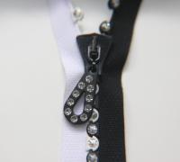 SS24 (13 inch) Long Swarovski Crystal Rhinestone Black & White Zipper closed at one end by PC