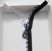 SS24 (13 inch) Long Swarovski Crystal Rhinestone Black & White Zipper closed at one end by PC