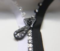 SS24 (13 inch) Long Swarovski Crystal Rhinestone Black & White Zipper closed at one end by PC