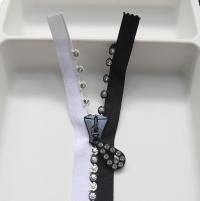 SS24 (29 inch) Long Swarovski Crystal Rhinestone Black & White Zipper closed at one end by PC