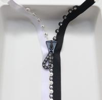 SS24 (13 inch) Long Swarovski Crystal Rhinestone Black & White Zipper closed at one end by PC
