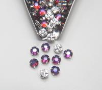 34ss Clear Vintage Flatback Swarovski Crystal Volcano Rose Montees 8 mm Silver Plated Mounted Rose Montees sewon embroidery materials