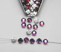 34ss Clear Vintage Flatback Swarovski Crystal Volcano Rose Montees 8 mm Silver Plated Mounted Rose Montees sewon embroidery materials