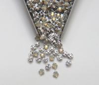 16ss Clear Flatback Swarovski Rose Montees, 4mm Silver Plated Mounted Rose Montees in colors sewon embroidery materials tailoring wedding