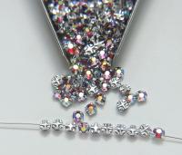 16ss Clear Flatback Swarovski Rose Montees, 4mm Silver Plated Mounted Rose Montees in colors sewon embroidery materials tailoring wedding