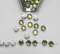 30ss Clear Flatback Vintage Swarovski Crystal Olivine Rose Montees 7mm Silver Plated Mounted Rose sewon embroidery materials wedding