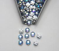 30ss Clear Flatback Vintage Swarovski Crystal Sapphire AB Rose Montees 7mm Silver Plated Mounted Rose sewon embroidery materials wedding