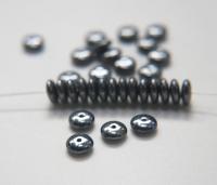 9mm Smooth Rondelle in Jet Hematite Pressed Czech Glass Beads Flat Disc Rondelle Spacer, spacer beads, wholesale beads