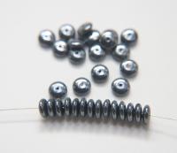 9mm Smooth Rondelle in Jet Hematite Pressed Czech Glass Beads Flat Disc Rondelle Spacer, spacer beads, wholesale beads