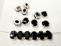 PRECIOSA 12x10 VINTAGE Oval Silver Clips Sewon 4 hole embroidery materials sewing jewelry making craft vintage supplies