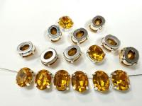 PRECIOSA 12x10 VINTAGE Oval Silver Clips Sewon 4 hole embroidery materials sewing jewelry making craft vintage supplies