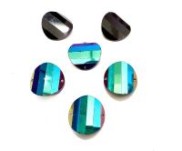 Crystal Rainbow Dark Swarovski Crystal Square Faceted Buttons for Sewing Projects - 16mm Vintage Crystal Button Beads and Jewelry Supplies
