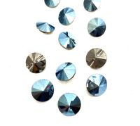 12mm Metallic Blue Vintage Swarovski 3015 Sew On Rivoli Button Genuine Swarovski Crystal