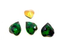 Swarovski Vintage Heart Rhinestones 8.8x 8 mm in Emerald foiled fancy stones jewelry making