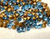 Swarovski 1357 Brilliant Cut Chaton SS29 Aquamarine Gold Foiled jewelry making findings