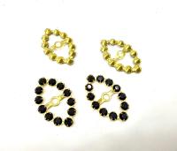 Vintage Swarovski Crystal in Jet Navette Marquise brass Findings