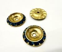 Vintage Swarovski in montana crystals mounted on brass metal bead 18mm