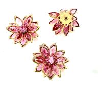 25mm Vintage channel beads in Rose crystals Navette Flower crystals embedded in gold plated metal flower DIY Supplies wedding decorations