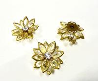 25mm Vintage channel beads in unfoiled crystals Navette Flower crystals embedded in brass metal flower DIY Supplies wedding decorations