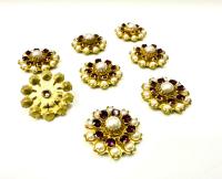 16mm Vintage brass Swarovski Flower Design in pearls and amethyst crystal Embellishment DIY Supplies wedding decorations