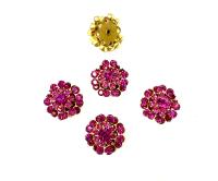 16mm Vintage brass Swarovski Flower Design in Fuchsia crystal Embellishment DIY Supplies wedding decorations