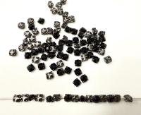 12ss Swarovski Crystal Jet Montees 3.2 mm vintage black Plated Mounted Rose Montees sewon embroidery materials wedding decor